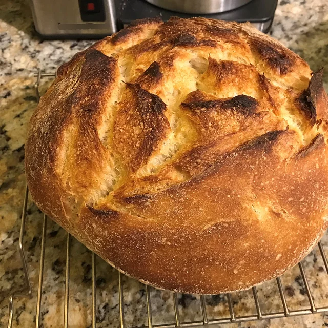 Round artisan bread with a crispy crust